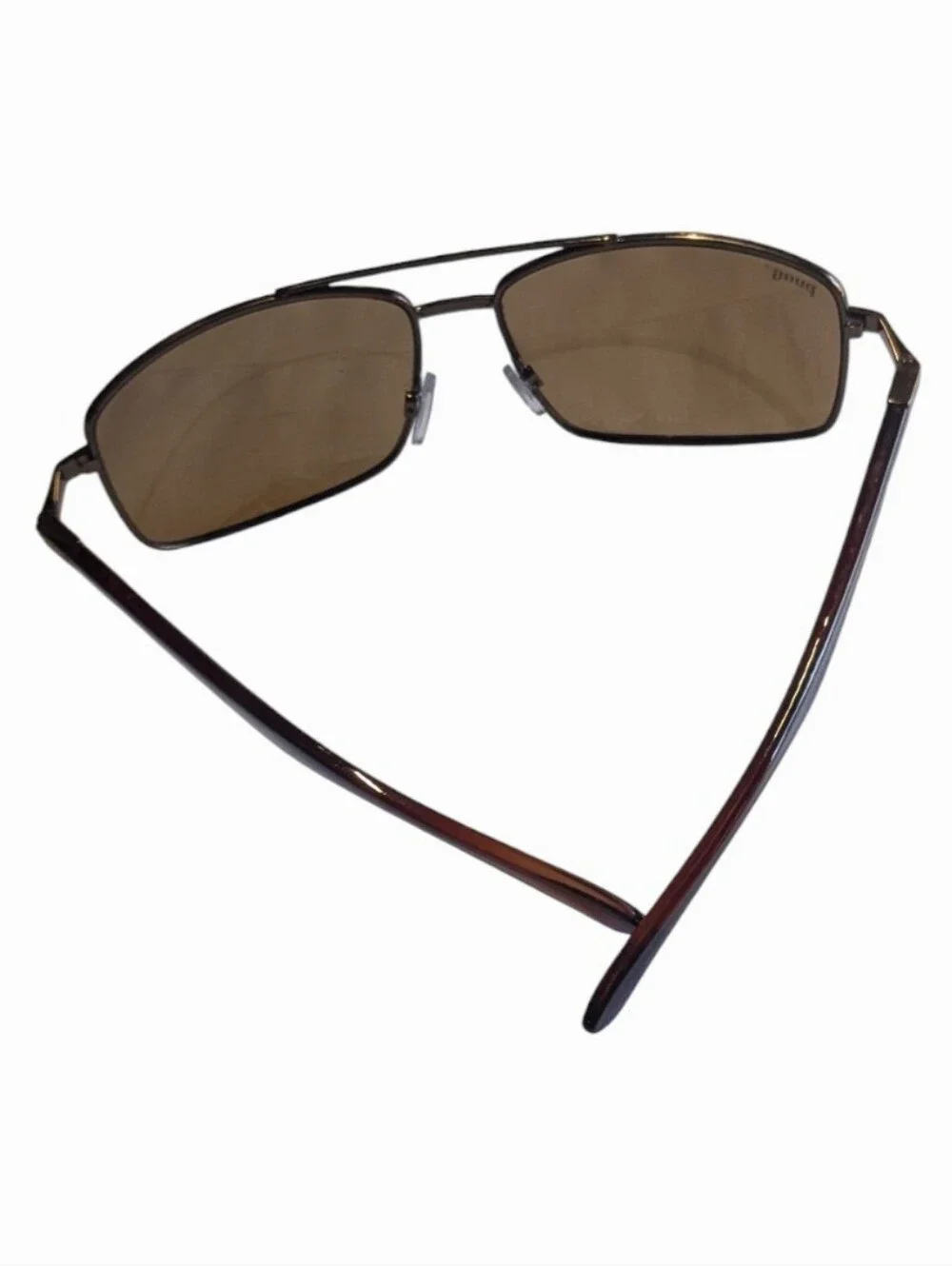 Men's Pugs Rectangular Metal Sunglasses in Brown Lenses